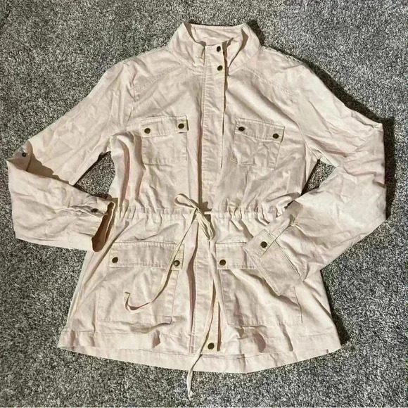 Blu Pepper Utility tan jacket crochet back Size M - Picture 1 of 8